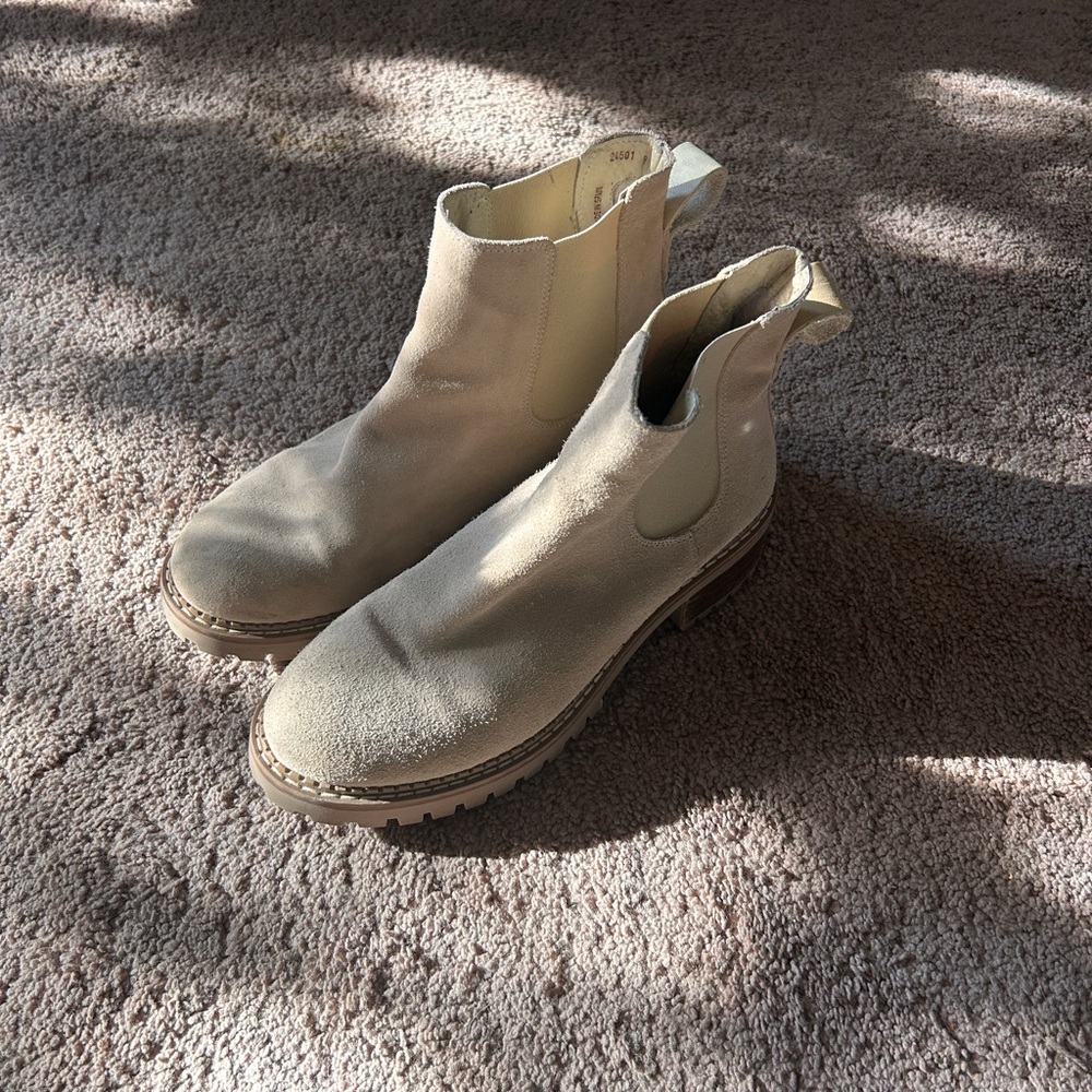 Cream Suede Chelsea Boot